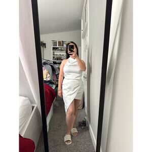 Elliatt Camo Asymmetric Satin Cocktail Dress Size Med